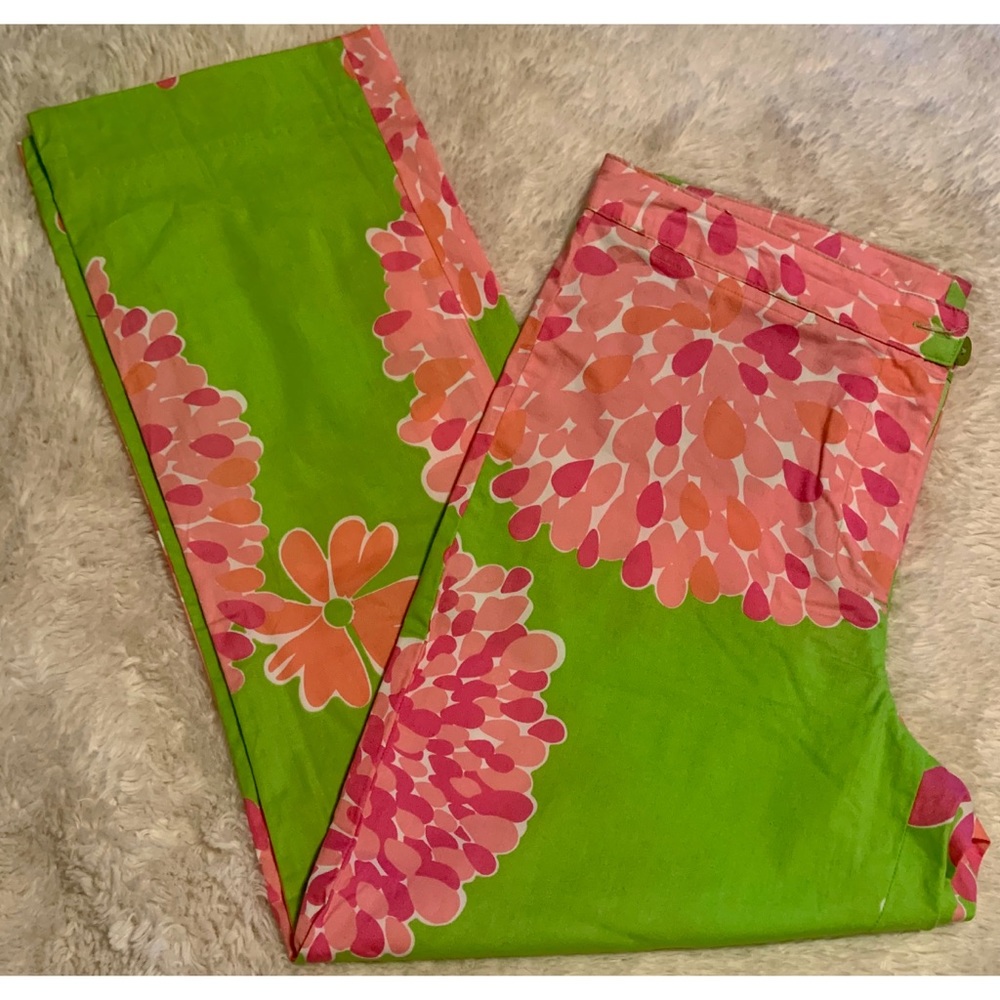 Lilly Pulitzer Pink/Green Capri Pants Size 6